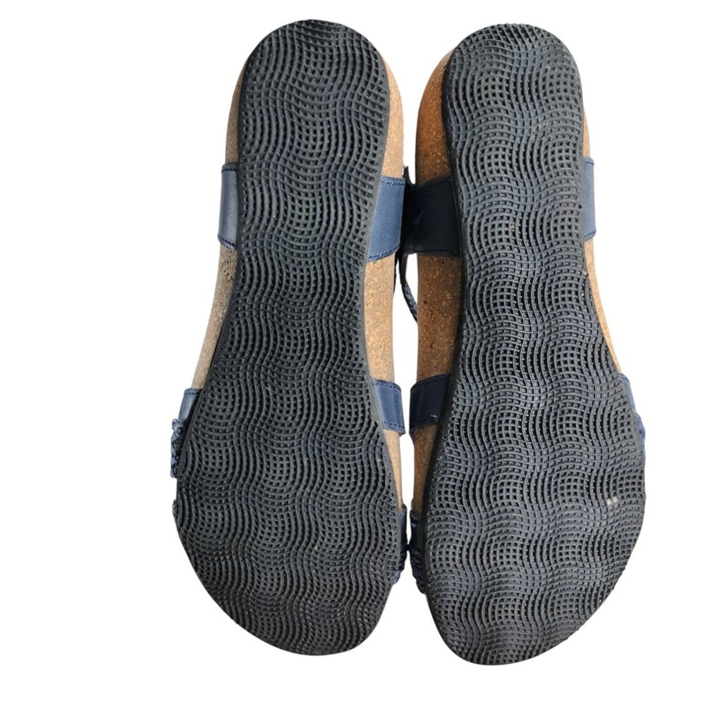 Taos Universal Blue Leather Comfort Wedge Sandals Size 38 US 7-7.5 Adjustable - Picture 6 of 13